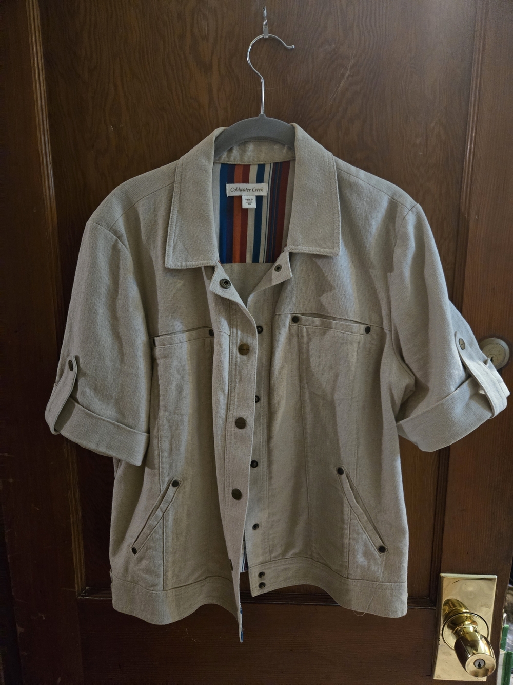 Women's Short-Sleeve Utility Jacket - Light Beige